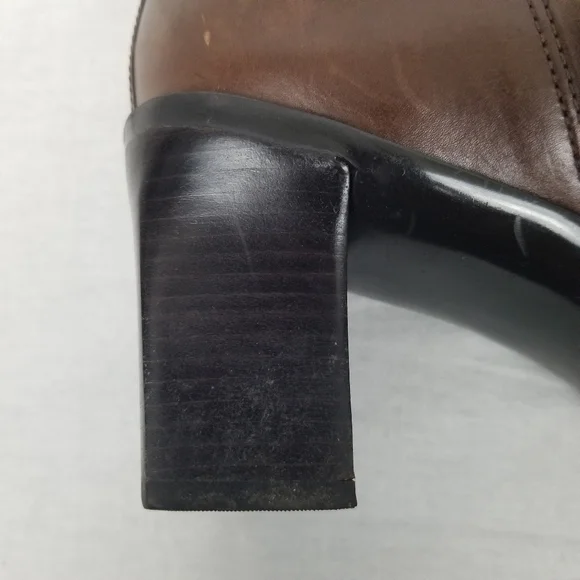Antonio Melani brown leather ankle/chunky heel boots 9.5 M - Picture 8 of 13